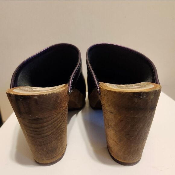 Maguba of Sweden Metallic Purple Leather Wooden Heel Clogs Size 9/40 Ret.$189 - Picture 8 of 12